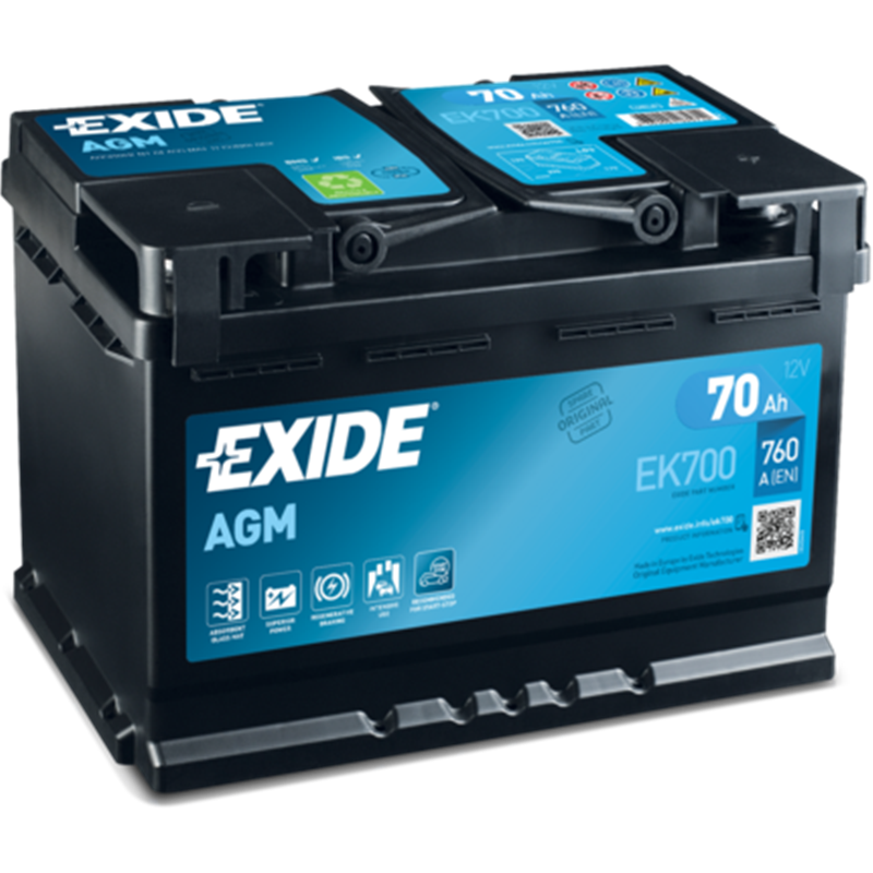 EXIDE AGM 70Ah AutobatériaStart-Stop 12V , 760A , EK700 EXIDE AGM 70Ah AutobatériaStart-Stop 12V , 760A , EK700