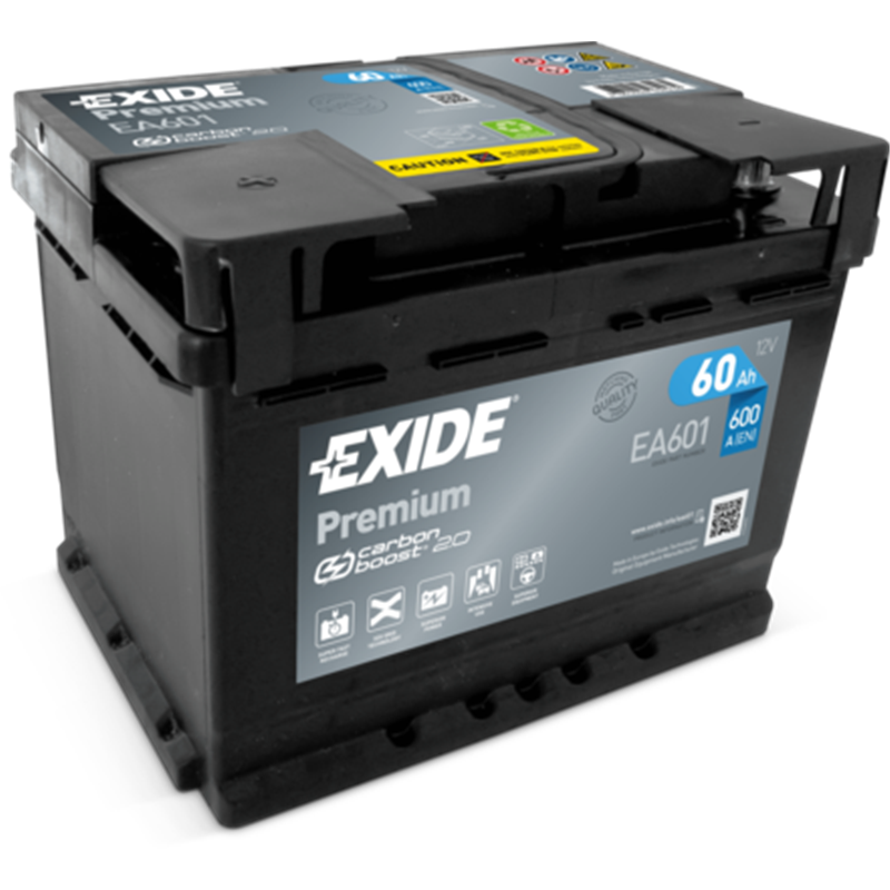 EXIDE Premium 60AhAutobatéria 12V , 600A, EA601 - Ľavá !!! EA601