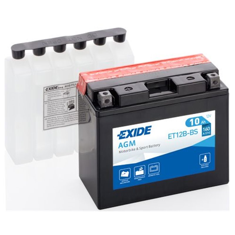 EXIDE motobatéria AGM 12 V, 10 Ah, 160 A, ET12B-BS