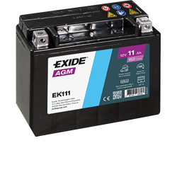 EXIDE motobatéria AGM , 12V , 11AH , 150A , EK111